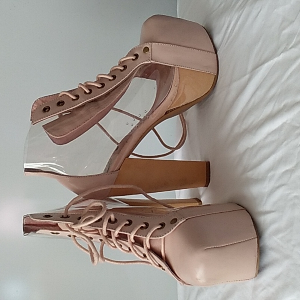 *LAST CHANCE *❗Jeffrey Campbell Cleata in Blush Neutral Pink boots - Picture 1 of 16